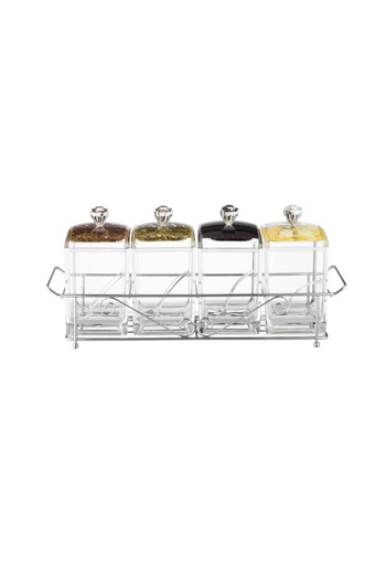 Dania 4 Pieces Clear Acrylic Spice Box Set with Metal Stand