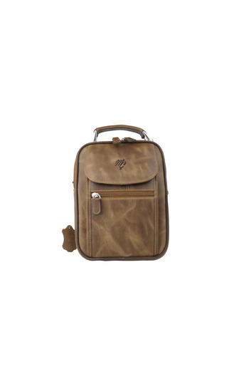 MÇ DERİ Men's Premium Crazy Leather Bag with Hand and Shoulder Strap Made of 100% Genuine Cowhide