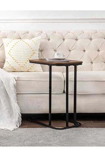 Vi Markets Single serving table - brown wood top - metal bases