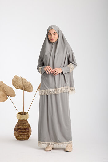 AKPİYYER Two Pieces Guipure Prayer Dress