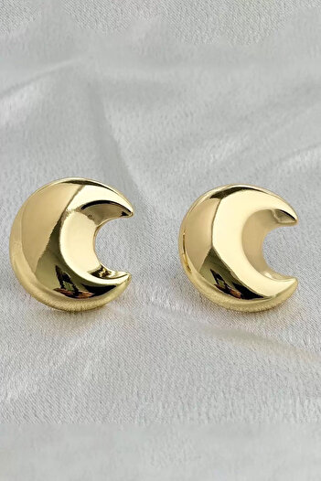 Mutenaura Gold Color Moon Figured Steel Earrings (Pair)