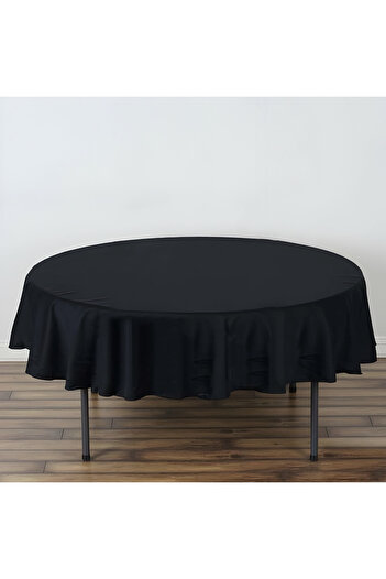 METİNEV Round Linen Draped Tablecloth – Natural and Elegant Design