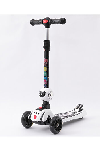 Fab N Funky Three Wheels Foldable Kids' Scooter with Adjustable Height - White
