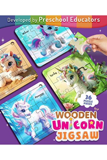 Intelliskills Premium Jigsaw Puzzle, Unicorn Themed, 14.8 x 14.8 x 2.4 cm, Multicolor - 36 Pieces