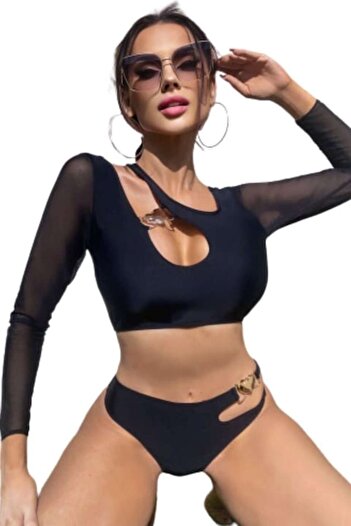 Mixbo Swimsuit, Mixbo, Long Sleeve, Two Pieces, Elegant Heart, size M