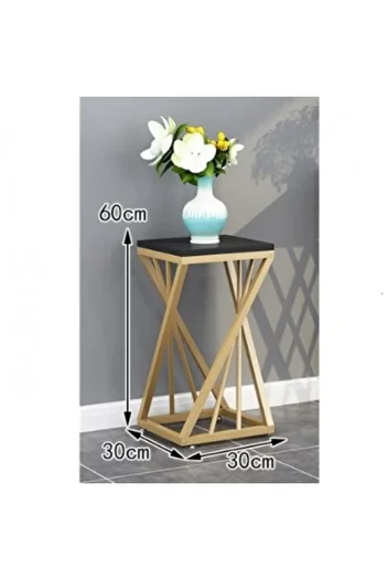 Kardett Living room side table, coffee table, bedroom or office flower stand, marble, black