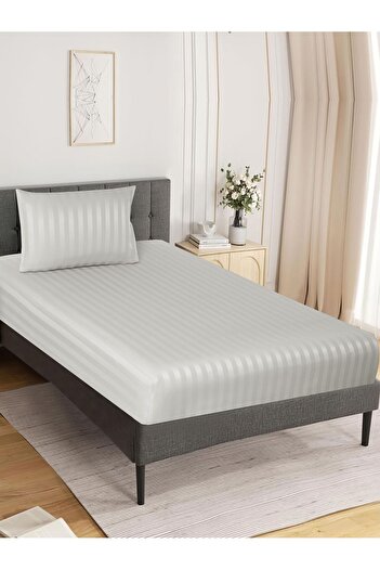 Donetella طقم ملاءات سرير مخططة مقاس 120×200 سم، مزدوج - ملاءة سرير واحدة + غطاء وسادة واحد، جيب عميق 30 سم