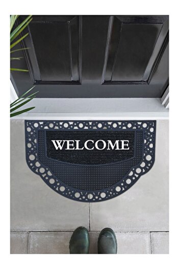 M&H Quality Half Moon Model Welcome Summer Door Mat Decorative Exterior Door Washable Dust Catching Carpet