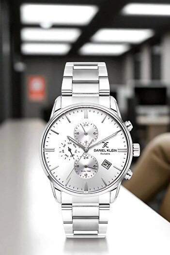 Daniel Klein Men's Wrist Watch Exclusive Steel Band with Bracelet Gift Silver-White Zmdk1191