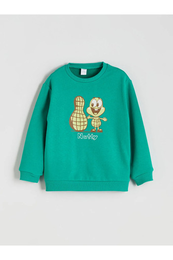 LC Waikiki Lcw Eco Green Printed Boy's Sweatshirt and Sweatpants Bottom 2'Li