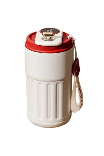 Mixbo Digital Thermos CoffeeMug Mixbo, LED Display, Built-in Thermometer, Stainless Steel, 450 ml, Cream/R