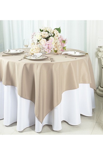 METİNEV Round Linen Draped Tablecloth – Natural and Elegant Design