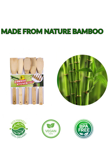 Generic 5-Piece Bamboo Wooden Spoon Set