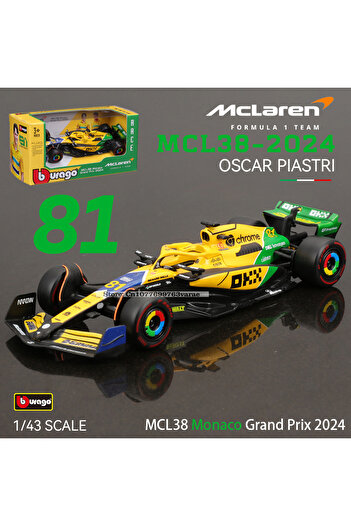 Choice1 2024 MCL38-81 GP Bburago 1:43 2024 F1 Mclaren MCL38 Monaco Grand Prix Alloy Car Miniature Diecast Mo