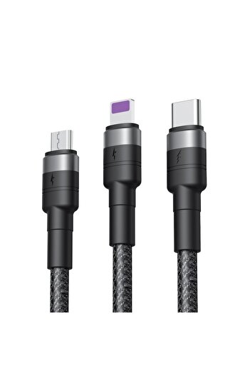 SOHO Cablu 3 în 1 pentru încărcare și transfer de date USB cu conectori Lightning, USB-C, Micro USB, 1,2 m, R