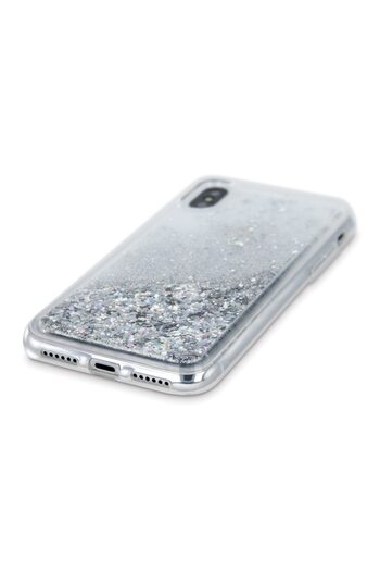 SOHO Liquid Sparkle Glitter Back Cover Compatible with Apple iPhone 13 Pro Max, Silver