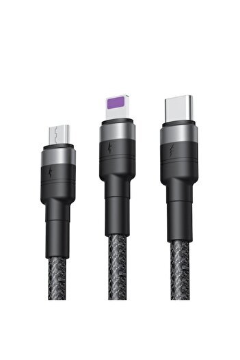 SOHO Cablu 3 în 1 pentru încărcare și transfer de date USB cu conectori Lightning, USB-C, Micro USB, 1,2 m, R