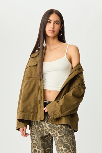 Stradivarius Contrast jacket with pockets