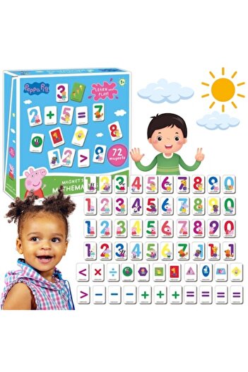 Technok Set de magneți educaționali MALUK, Peppa Pig, Matematică, 72 de piese, Multicolor, 20,5x20,5x4cm