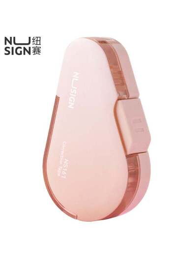 Deli NS161 High-Coverage Correction Tape 5mm×6m, Ink-Proof & Curved Surface, Pink