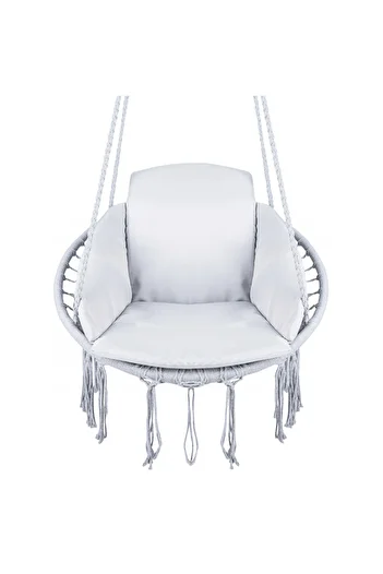SERSIMO round swing chair with cushion for home or garden, gray