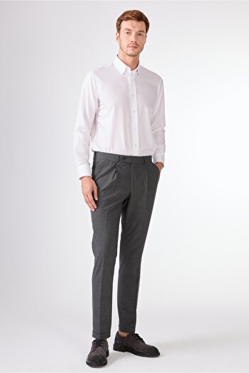 Dufy Normal Waist Normal Leg Regular Fit Navy Blue Men's Trousers Du1234164003