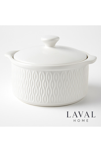 TSUMAB Laval Home White Ceramic Casserole Dish with Lid