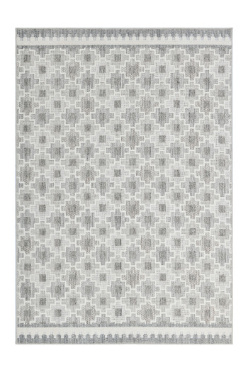 Alkaffary Carpet Olivia, Geometric patterned Design, made in Turkey with 100% cotton, Grey
