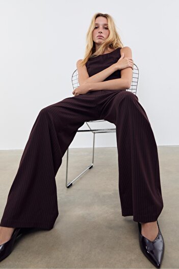Stradivarius Striped wide-leg smart trousers