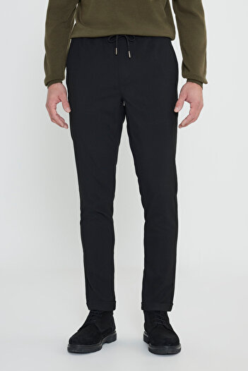 AC&Co / Altınyıldız Classics Slim Fit Waist Tie Side Pocket Black Jogger Pants