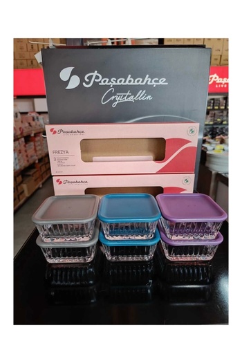 Paşabahçe 950126-12 Pieces Frezya Storage Container with Lid 3 Colors