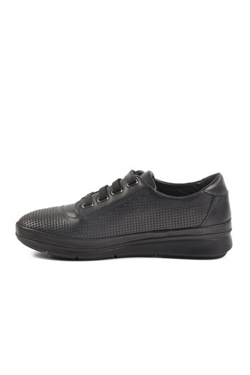 Voyager Black Printed Genuine Leather Anatomical Women's Casual Shoes 7666 Z