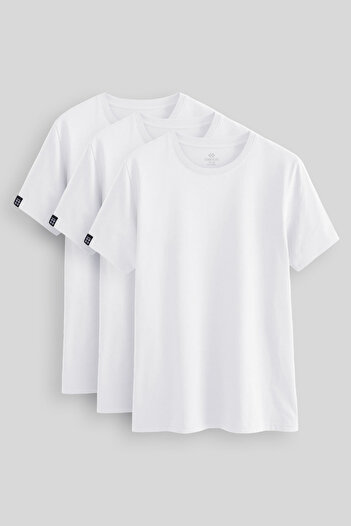 TOMMY LIFE Ανδρικό μπλουζάκι Standard Fit Basic O Neck 3 Pack Λευκό 87911