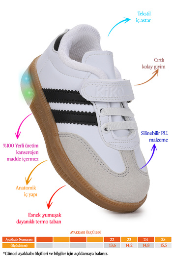 Kiko Kids Renis Daily Velcro Lighted Baby Boy Sports Shoes