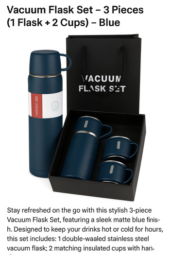 TSUMAB Vacuum Flask Set – 3 Pieces (1 Flask + 2 Cups) – Green