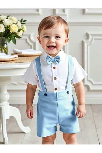 OEM Tricou cu mânecă scurtă cu papion și pantaloni scurți cu bretele