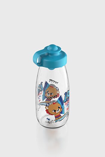 Renga Ufo Kids Surfing Pattern 250 ml Glass Bottle 182030 Turquoise