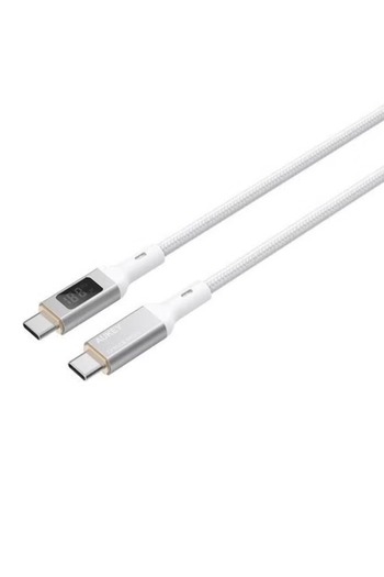 AUKEY 100W PD Nylon Braided USB-C to USB-C Cable with LCD 1.8m White
