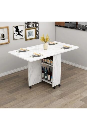 Türkiye Multifunctional Folding Dining Table - 4-Person Dining Table Set with Wheels, Convenient and Space-S