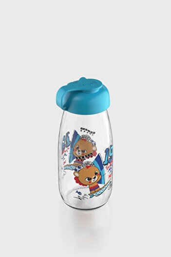 Renga Milky Kids Patterned 250 ml Glass Bottle 182056 Turquoise