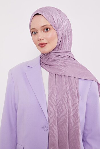 Levidor Violet Abstract Leaf Pattern Jacquard Capri Shawl