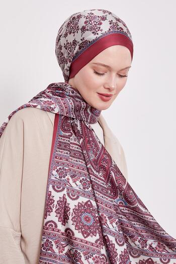 Levidor Red Spiral Pattern Indian Silk Shawl
