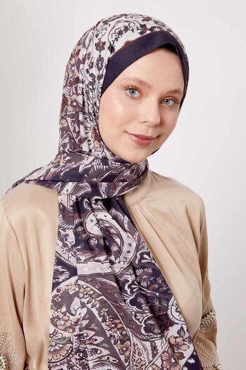 Levidor Black Abstract Flower Pattern Love Shawl