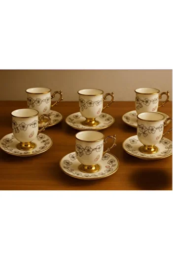 Paçi 6 Person Porcelain Coffee Cup Set