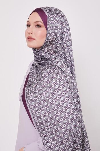 Levidor Purple Square Pattern Indian Silk Shawl