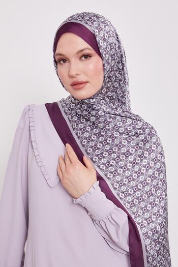 Levidor Purple Square Pattern Indian Silk Shawl