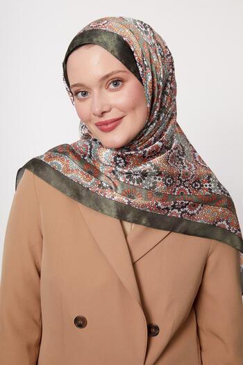 Levidor Yeşil Batik Desen Hint İpeği Şal