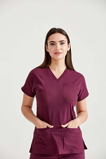 DEMOTEKS Scrub Set Costum Medical Classic Bordo Unisex