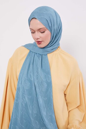 Levidor Water Green Abstract Tulip Pattern Jacquard Capri Shawl