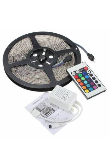 Teox KIT Banda LED RGB 72w SMD 5050 interior exterior, 60 LED-uri/m 5 metri cu Controller si Alimentare